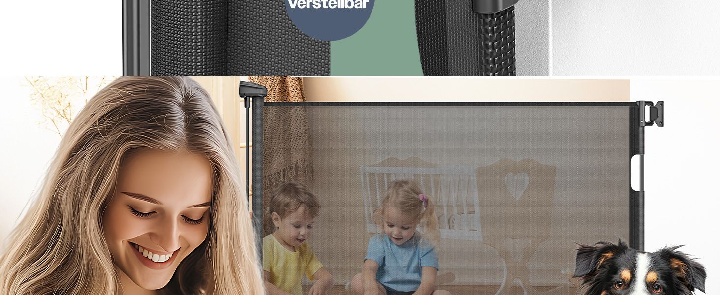 Захист для сходів KIDIZ®: розтяжний захист для дітей та домашніх тварин, 0-180 см, антрацит