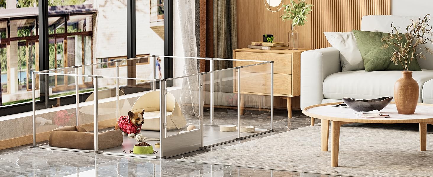 Кія для собак BingoPaw: вольєр для цуценят та собак, 8 елементів, 60 см, XXL, з дверцятами та водовідштовхувальним дном (180x120x61 см)