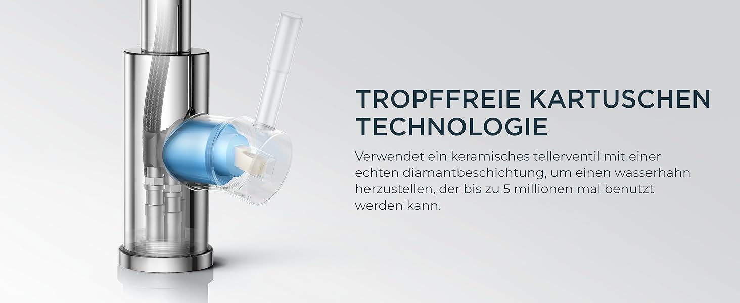 Кран кухонний FORIOUS з висувною лійкою, 360° обертання, 2 режими, хром полірований