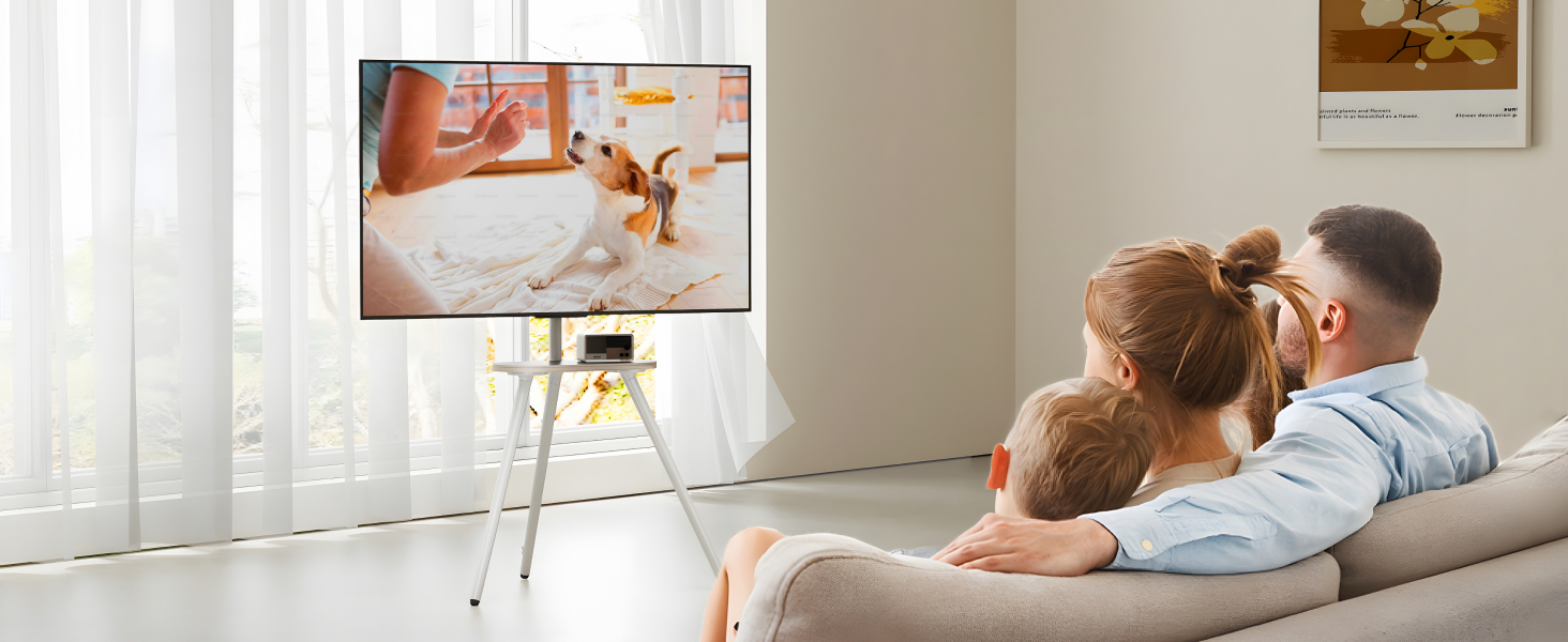 Стійка для телевізора 43-65 дюймів LCD LED OLED до 35 кг, регульована по висоті, поворотна, дерев'яна підставка з полицею, VESA 400x400 мм, біла