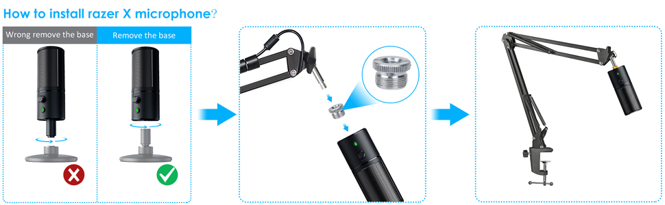 Кріплення для мікрофона Razer Seiren X від YOUSHARES з поп-фільтром, гнучкий штатив, сумісний з USB-мікрофоном Seiren X