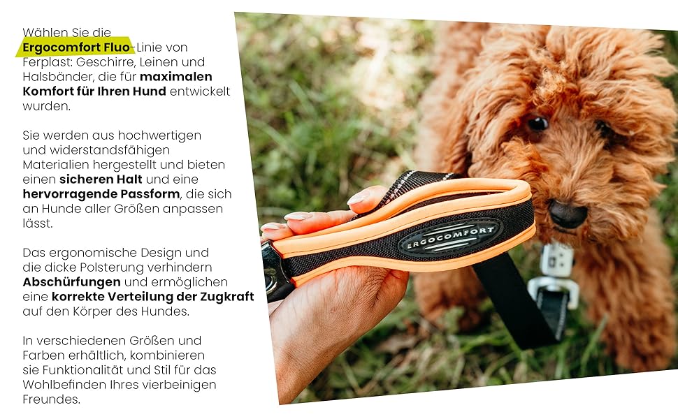 Нашийник для собак Ferplast ERGOFLUO C15/42 з м'якою підкладкою та мікрорегулюванням, рожевий (43x51x25 мм)