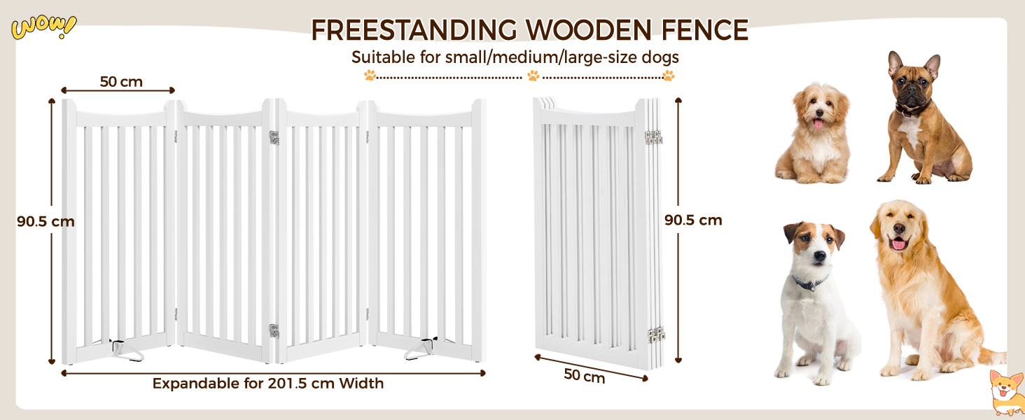 Захисне ґратка для собак Yaheetech, 90.5 x 201.5 см, білий, 4 панелі