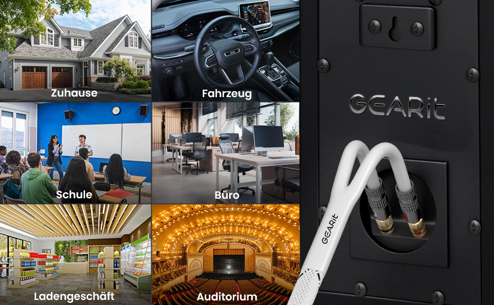 Акустичний кабель GEARit OFC 2 x 2,5 мм² (14 AWG), 1.8м, Hi-Fi аудіо кабель для колонок з позолоченими банановими роз'ємами, білий