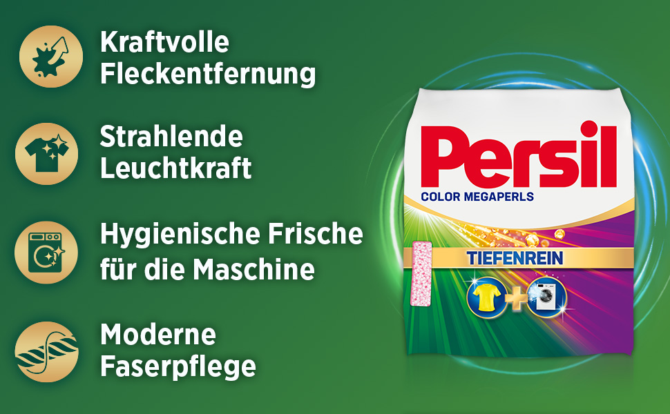Пральний порошок Persil Color Megaperls для кольорової білизни, технологія глибокого очищення, 5 упаковок по 16 завантажень (80 прань), 20-60 °C