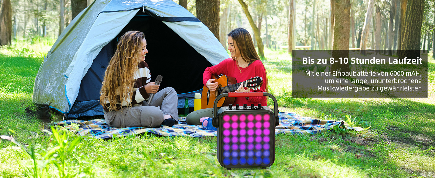 Караоке Машина з 2 мікрофонами, Bluetooth, PA Система з FM, USB, TF, AUX, Ехо, Регулювання Bass/Treble, Чорний