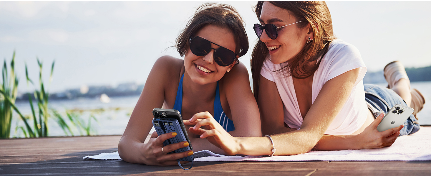 Power Bank Charmast 10000mAh з 6 виходами, USB-C, LED-дисплеєм, 4 кабелями, блакитний