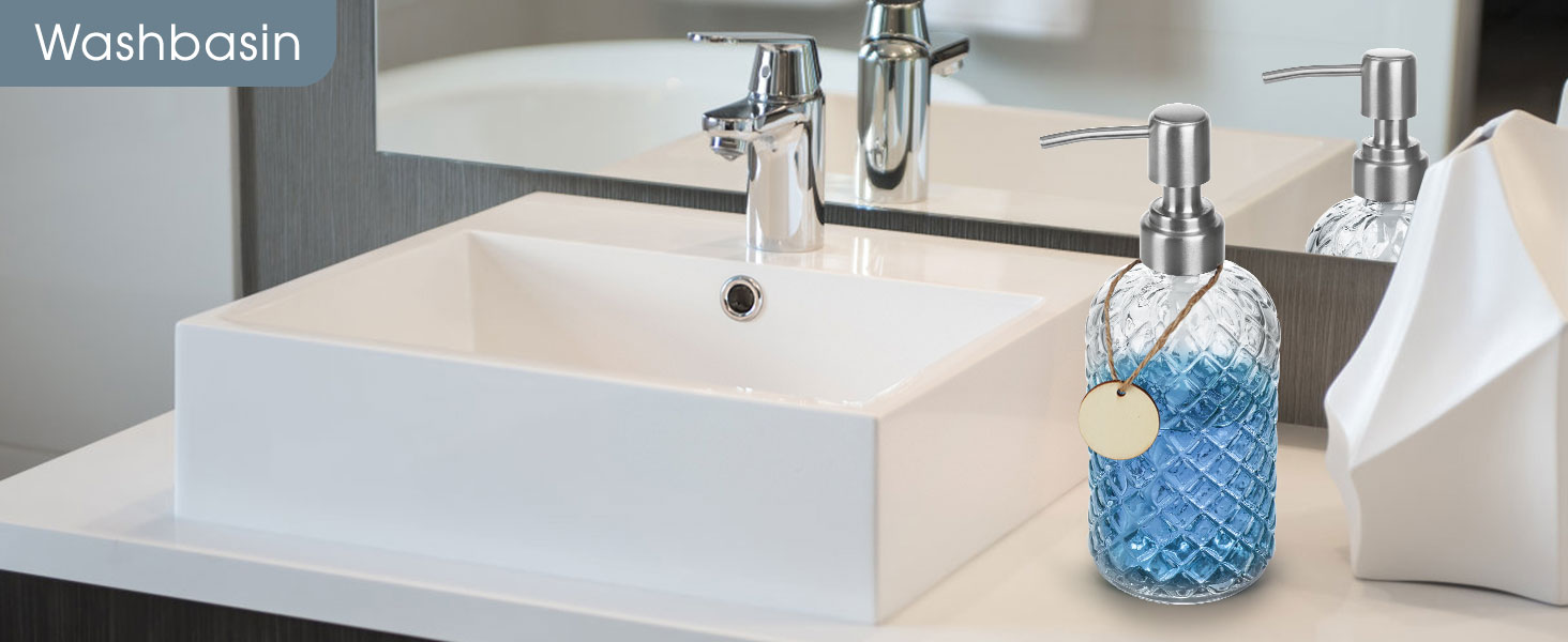 Скляні дозатори для мила Topsky (2 шт.), 400 мл, з нержавіючою помпою, для кухні та ванної кімнати