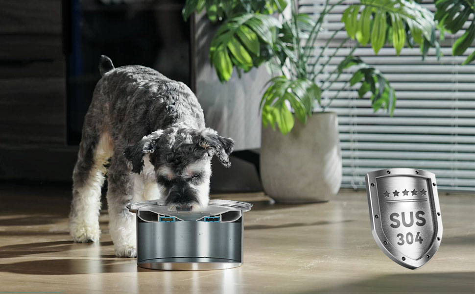 Нержавійна миска для собак з антивитіканням, 2L, преміум якість. Миска для собак та котів, антивитікаюча, великий об'єм 2L