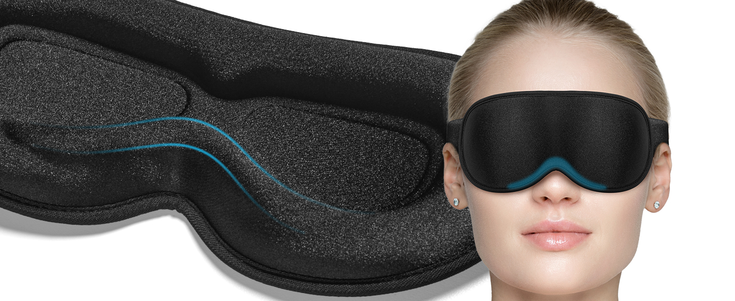 3D маска для сну Trilancer: повне затемнення, комфорт для бічних снів, чорна