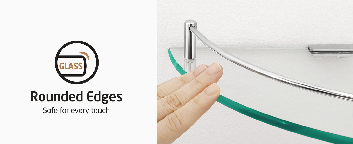 Скляна поличка для душу/ванної кімнати KES, скляна поличка для душу, поличка для ванної кімнати, нержавіюча сталь SUS304, BGS101A--P, щітка, 2 шт.