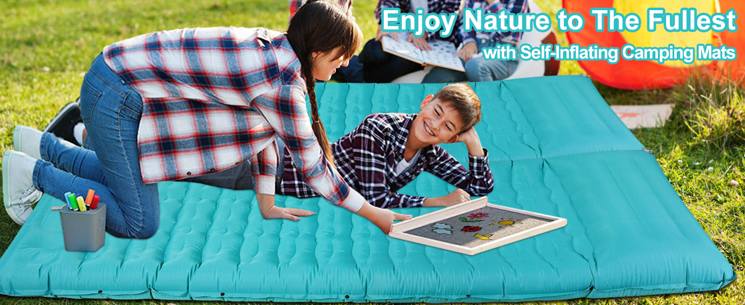 Надувна ізольована каремат для кемпінгу DeeprBling з самонадуваванням та помпою, 200x70x10 см