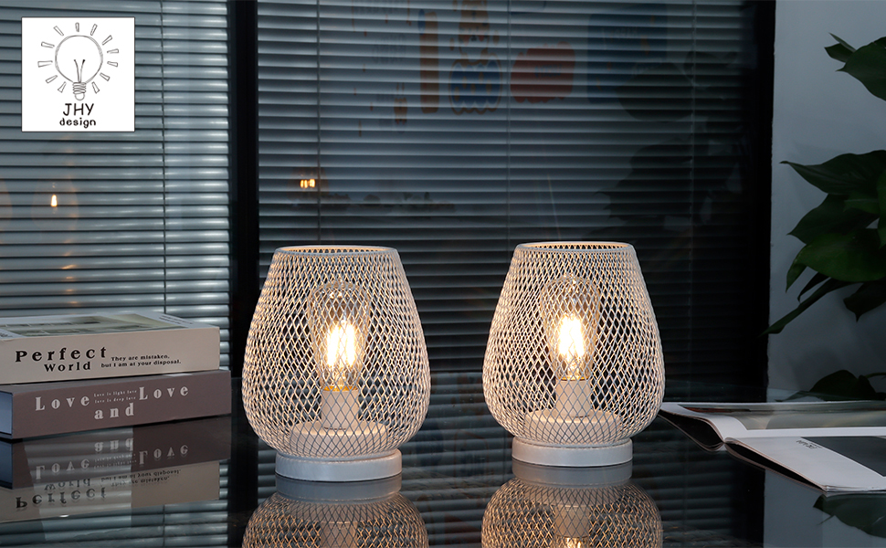 LED ліхтар JHY DESIGN 2 шт. з металевого каркасу, акумуляторний, бездротовий, 17 см, індустріальний стиль, для дому та декору