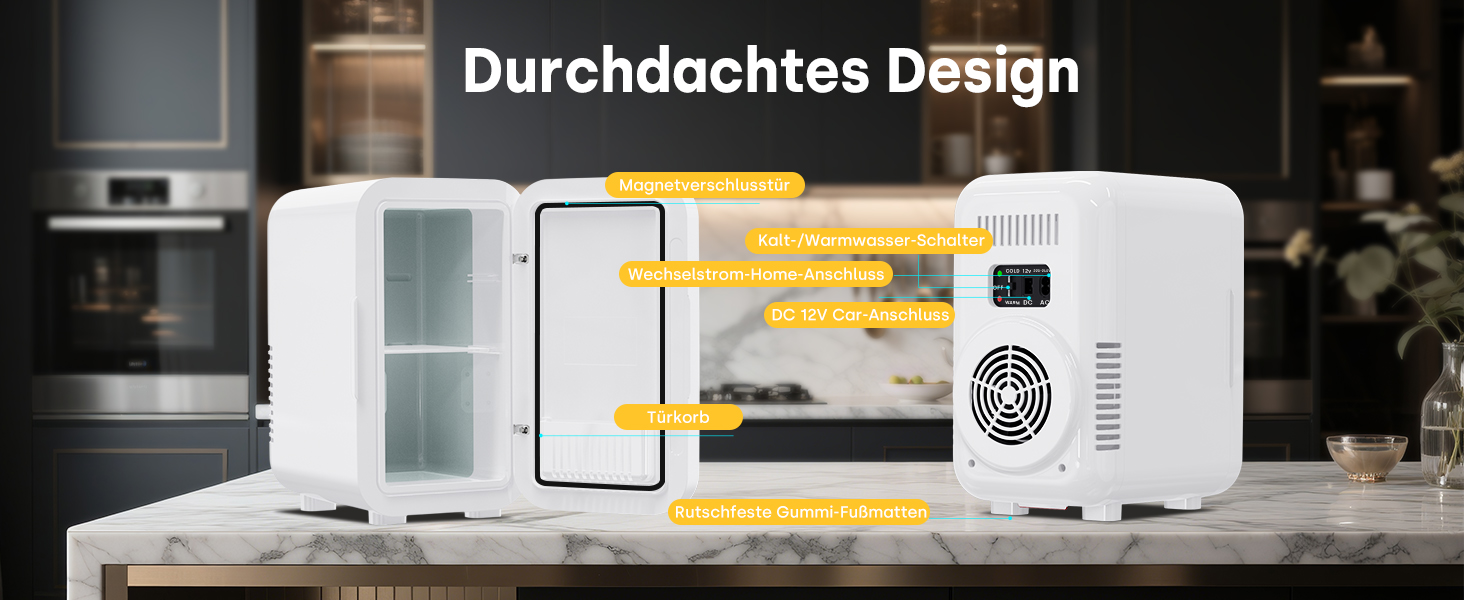 Mini холодильник Enventor 6L: портативний, для авто, кімнати, косметики, фруктів та напоїв (білий)