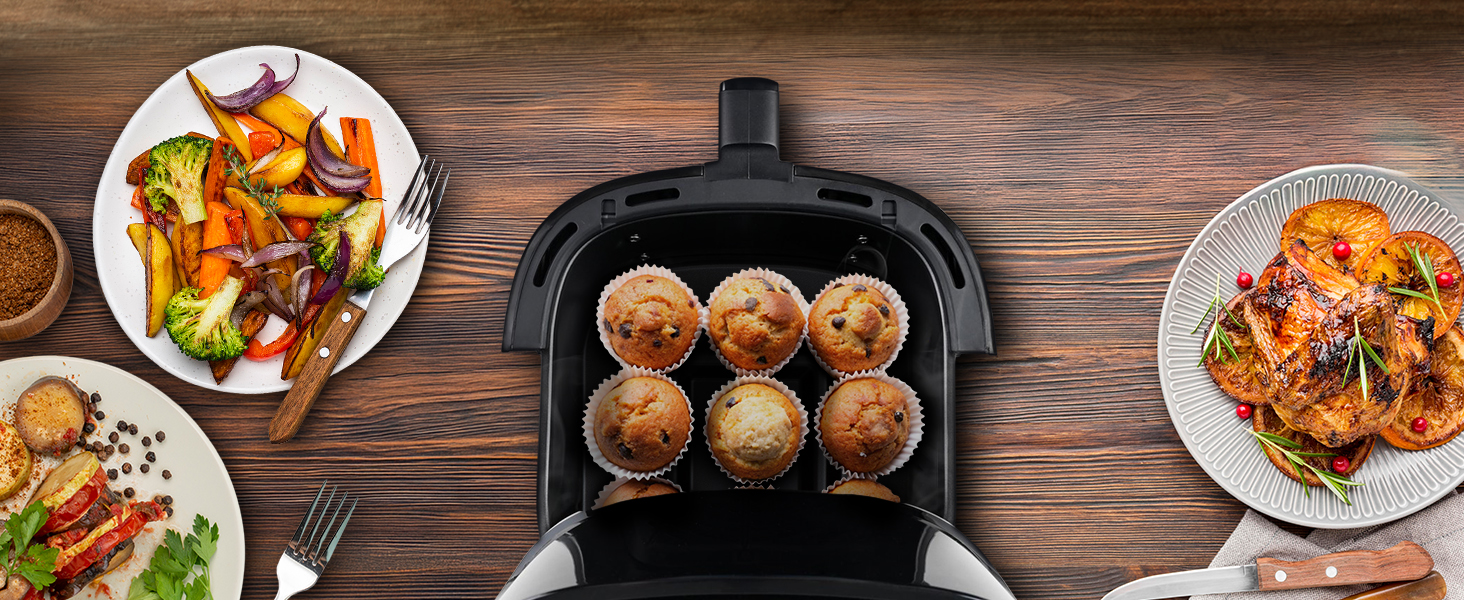 Аерофритюрниця Extralink 4.2L, 1400W з 10 функціями приготування, LED-сенсорний екран, економія енергії, 90% менше жиру