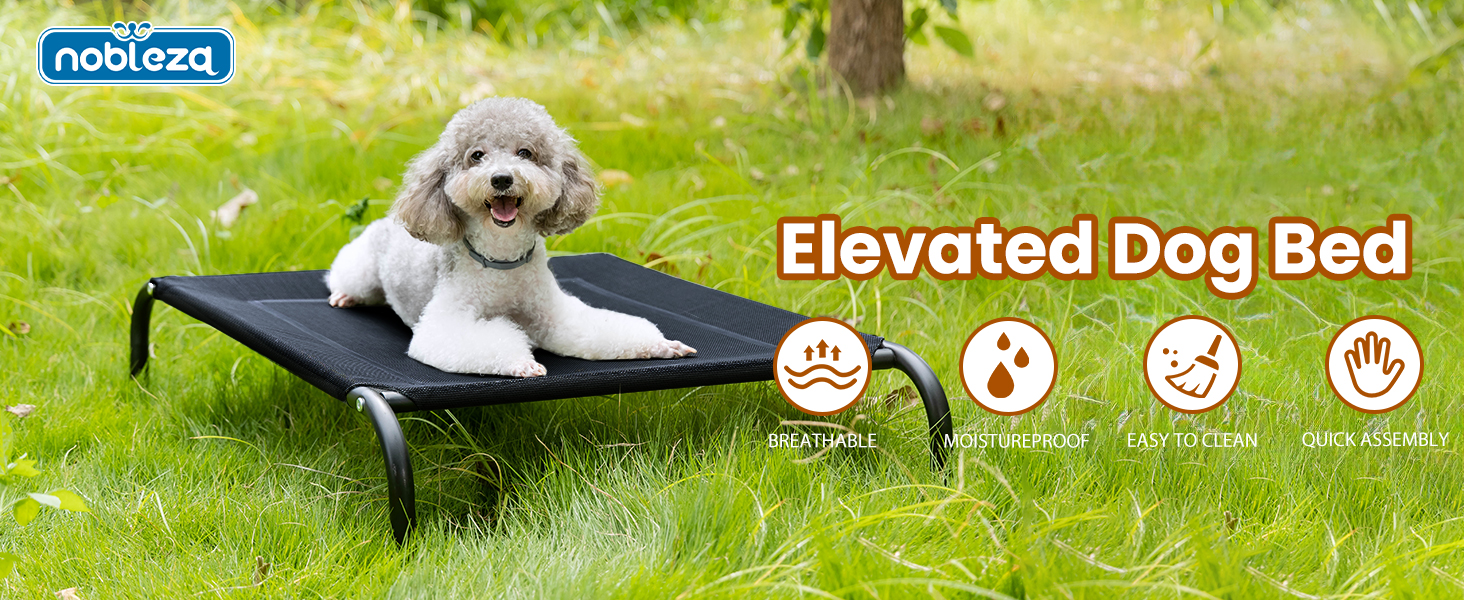 Зручне лежак для собак Nobleza Hundeliege Outdoor, M, 105x80x20 см, для відпочинку на вулиці, кемпінгу, чорного кольору