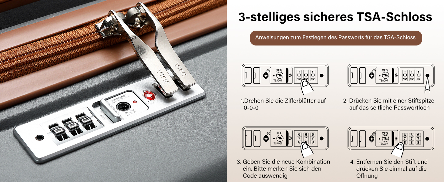 KONO Чемодан середнього розміру 65 см з поліпропілену, з TSA замком, 65x46x26.5 см (Крем-білий) (Сіро-коричневий), ручна поклажа