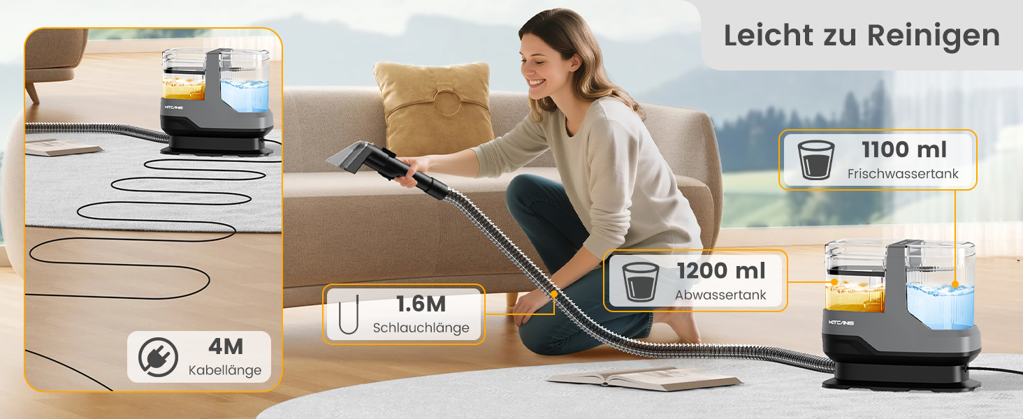 Накладний пилосос для м'яких меблів та килимів - 17kPa, 600W, з набором насадок