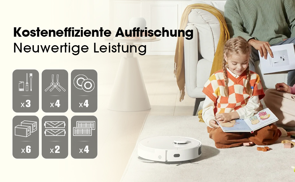 Запчастини для Dreame X30 Ultra / L10s Ultra Gen2 / L10s Pro Ultra Heat / L40 Ultra AE / Mova E30 Ultra: комплект аксесуарів (2 основні щітки, 4 фільтри, 4 ганчірки для миття, 4 бічні щітки, 4 пилозбірники)