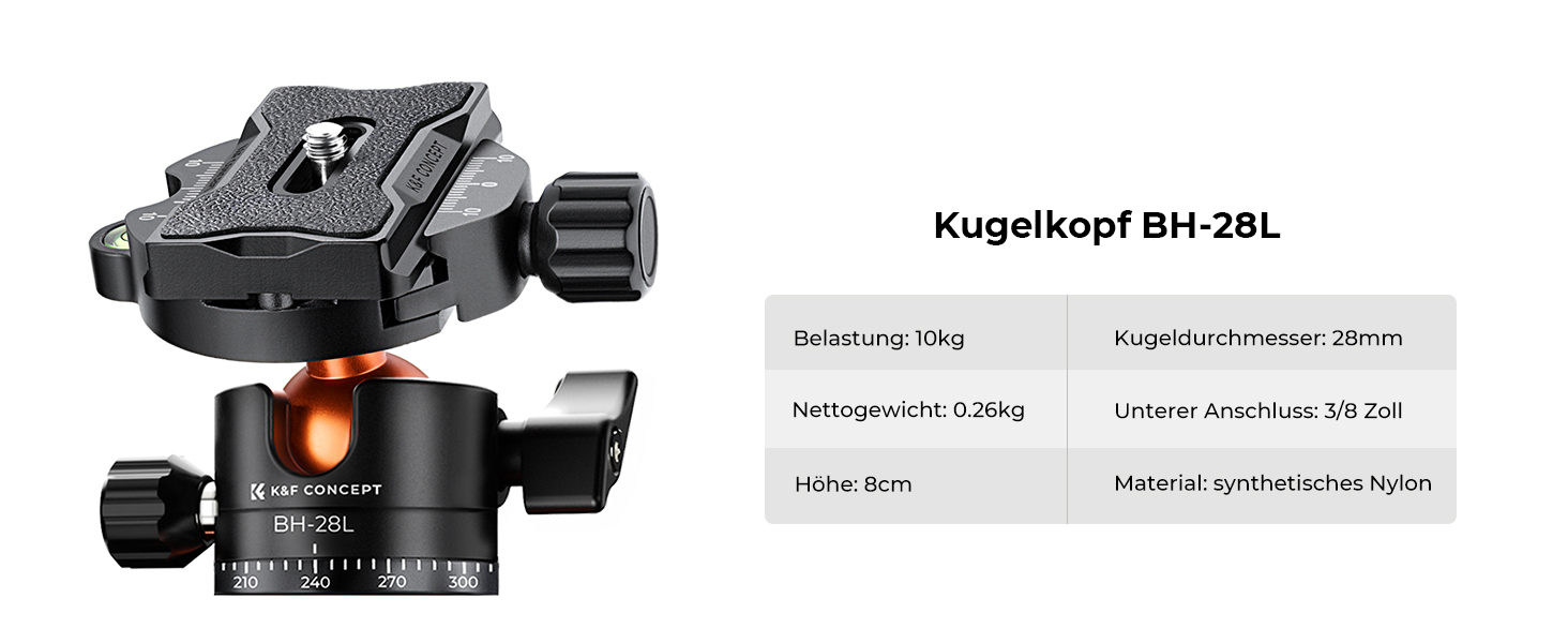 Штатив K&F Concept 200CM (78 дюймів) для камери: трипод з кульковою головкою 360°, моноподом, 1/4'' гніздом, для DSLR-камер (163CM, 10KG, алюміній)