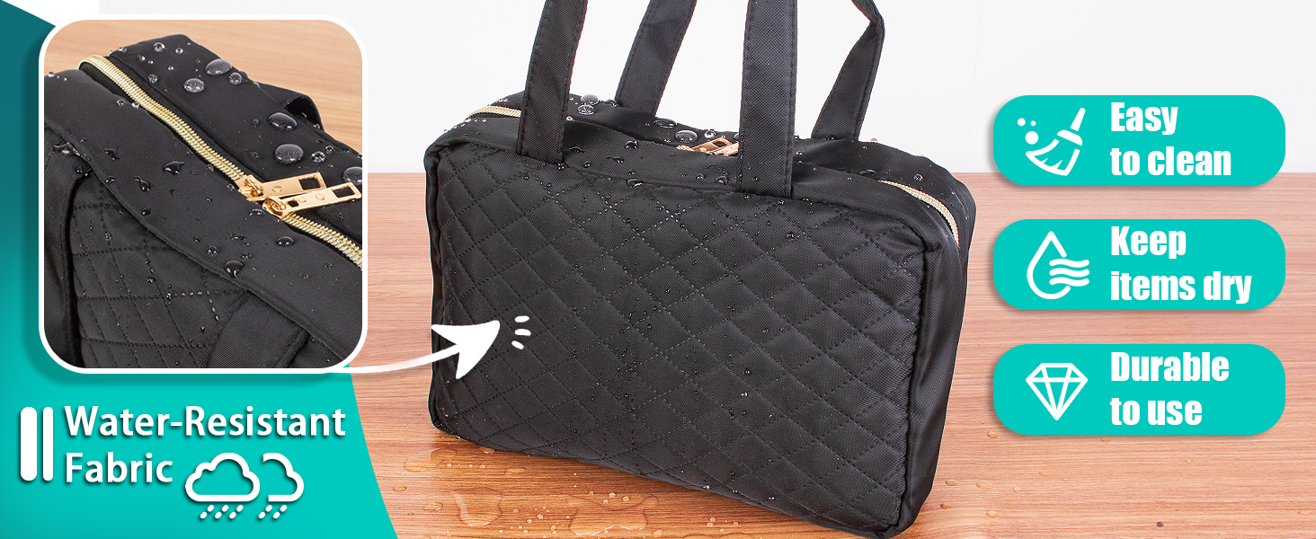 Чорна дорожня косметичка Pinkiou з гачком для підвішування, велика водонепроникна сумочка для косметики для жінок