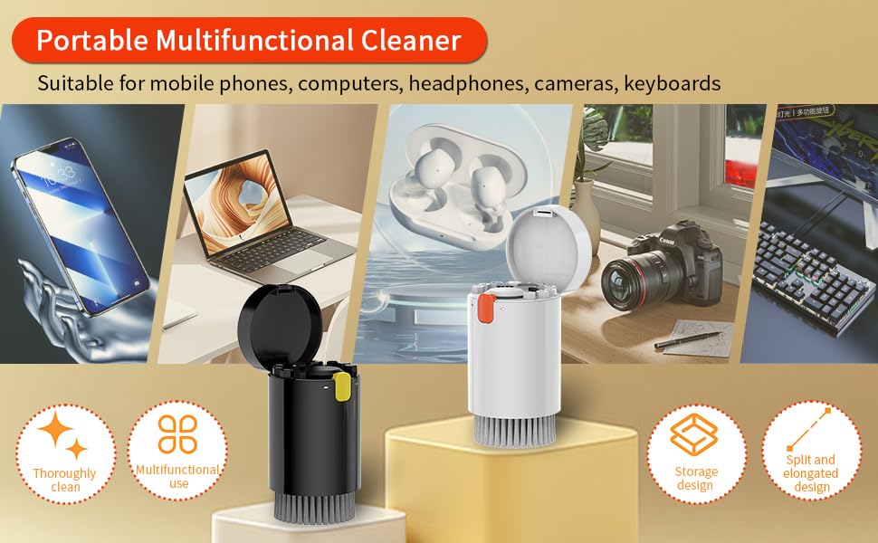 Набір для чищення 20-в-1 для AirPods, ноутбуків, телефонів, клавіатур – Професійний набір для чищення екранів з мікрофіброю, щітками, USB-щільочкою (Critin-20-in-1 black)