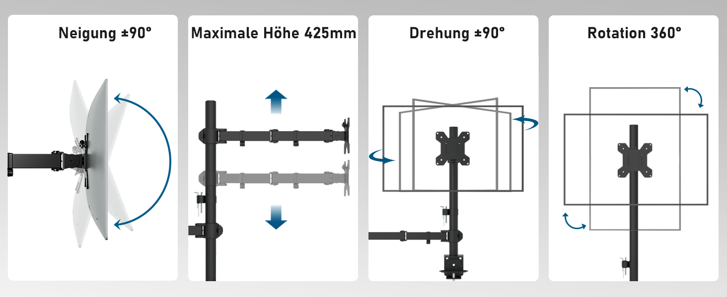Тримач для монітора BONTEC з кріпленням для ноутбука, 13-32 дюйми, VESA 75x75-100x100mm