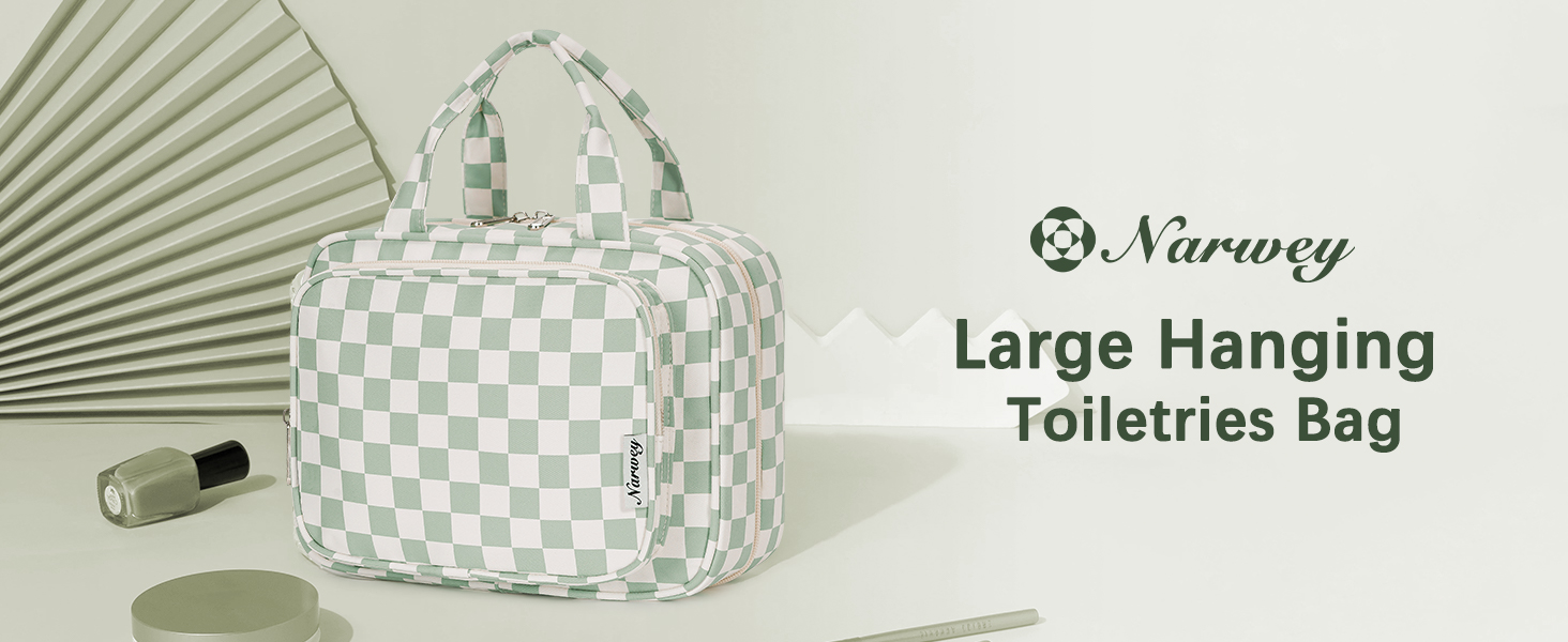 Косметичка для жінок Narwey з петлею для підвішування, велика, органайзер для косметики, сітка м'ятного кольору (середній)