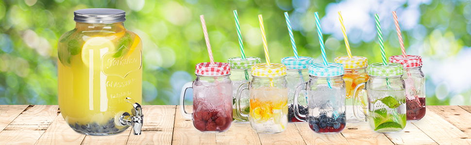 Диспенсер для напоїв Relaxdays 3,5 л, скло, кран, ретро, сафтоспенсер, гастрономія, вінтаж, лимонадник для вечірок на подвір'ї, прозорий