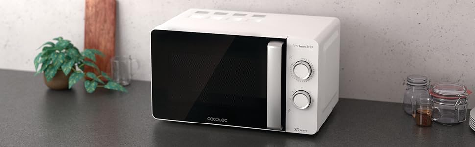 Мікрохвильова піч ProClean 3010, 20 л, покриття Ready2Clean, 700 Вт, 6 функцій, таймер 30 хв, режим розморожування, білий колір