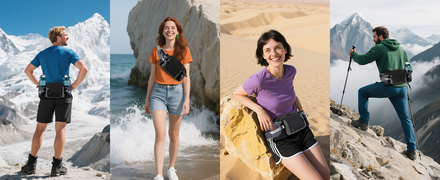 Тактична поясна сумка 6L для туризму, прогулянок з собакою, бігу, велоспорту, риболовлі та подорожей, чорна