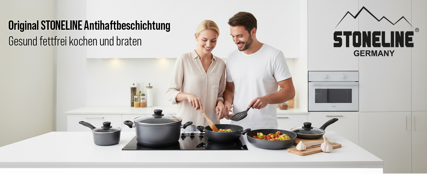 Сковорода STONELINE 16 см з антипригарним покриттям (камінь), для індукційних плит, сіра