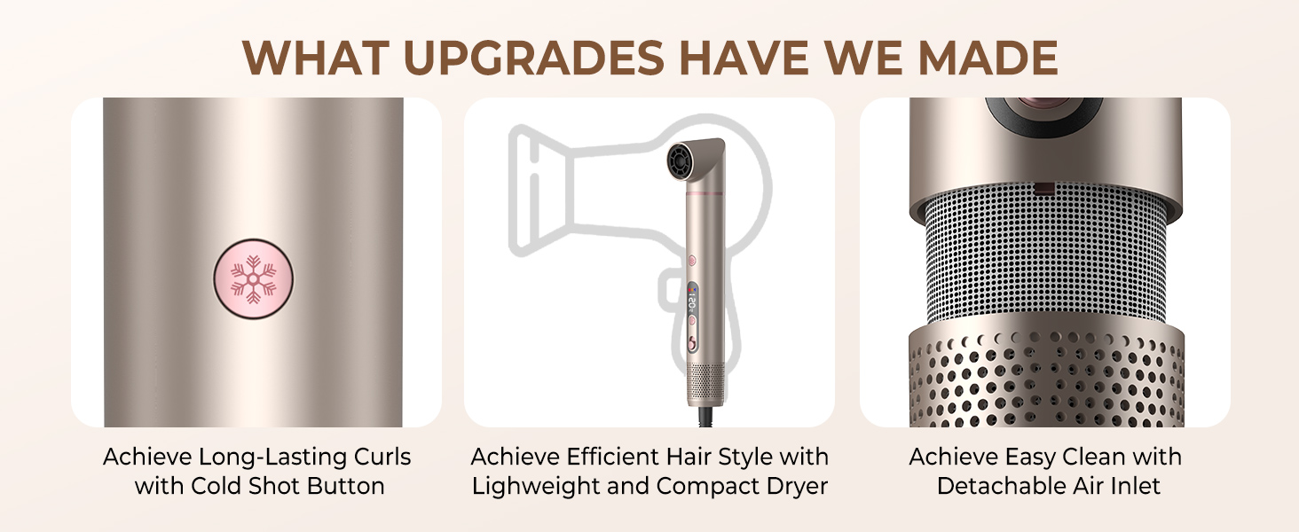 UKLISS Airstyler Pro 7 в 1: професійний фен-щітка з іонізацією, 1400W, для створення локонів, випрямлення та сушіння волосся (Золотий)