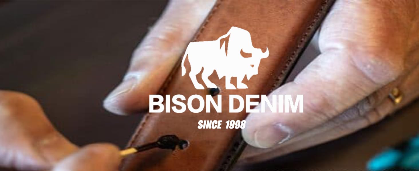 Чоловічий шкіряний ремінь BISON DENIM: класичний, 38 мм, з подарунковою коробкою