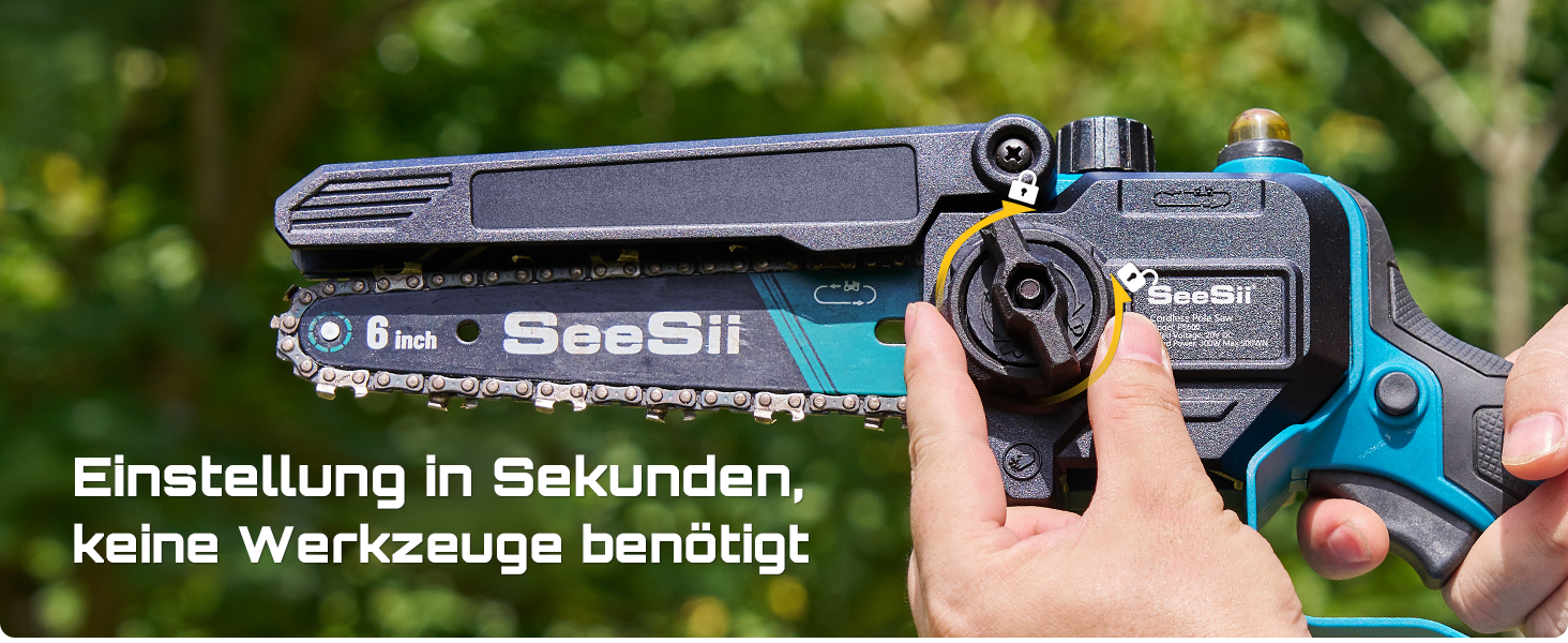 Акумуляторна міні-пила SEESII 6 дюймів (8000mAh) з автоматичною змащенням та запасним ланцюгом - для стрижки гілок та дерева