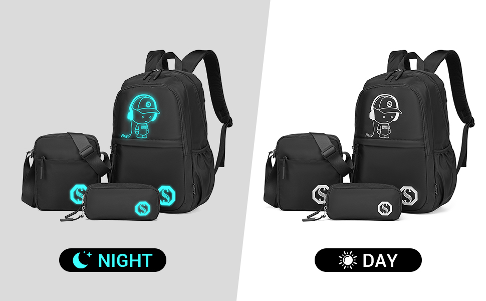 KONO Рюкзак для школи 3-в-1, Набір: рюкзак, сумка через плече, пенал, для ноутбука 15.6