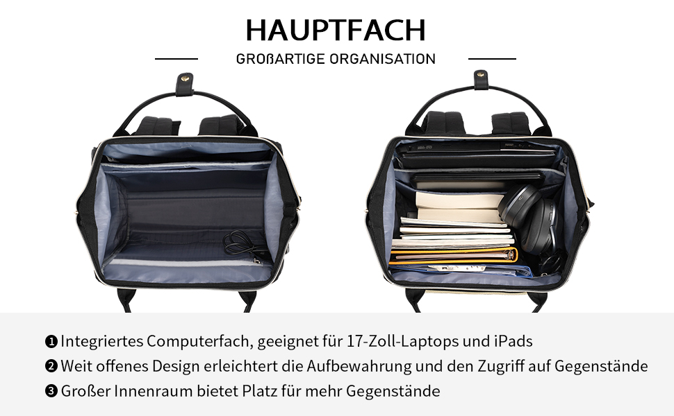 Жіночий рюкзак EMPSIGN з відділенням для ноутбука 17 дюймів. Стильний рюкзак для роботи, навчання та подорожей, чорного кольору.