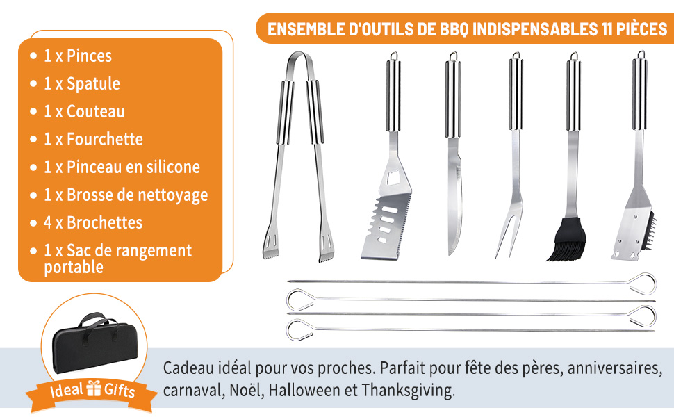 Набір аксесуарів для гриля з нержавіючої сталі 28 шт. для басейну, кемпінгу, подарунок на День батька, день народження, Різдво з кейсом для зберігання