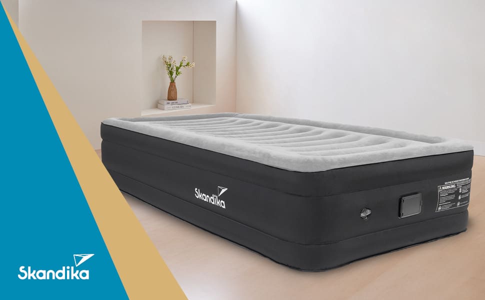 Надувна повітряна матрац Skandika Sveja | Самостійно надувний матрац з насосом USB, 204 x 151 x 43 см, 300 кг, для кемпінгу (1 особа)