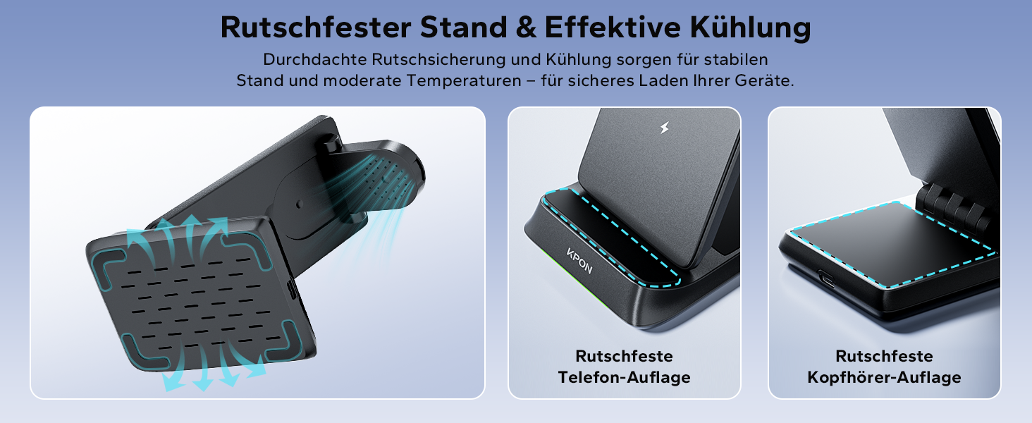 Бездротова зарядна станція 3-в-1 KPON для Samsung Galaxy Watch та смартфонів (S26/S25/S24/S23/S22/Z Flip/Fold, Buds) - Чорна, складна, індуктивне заряджання