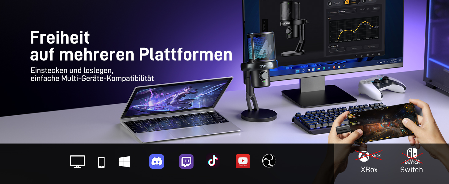 Мікрофон MAONO DM40 Pro бездротовий для ПК з RGB-підсвіткою та ШІ-зміною голосу, шумозаглушення, для геймінгу, подкастингу, стрімінгу, чорний