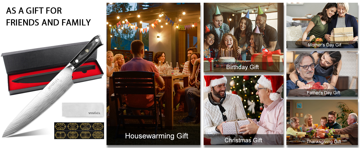 MOSFiATA Кухонний ніж 10 дюймів (25 см) - професійний ніж для м'яса з високоякісної сталі EN1.4116, ідеальний для шеф-кухарів, ніж для кухні, ніж кухаря, з подарунковою упаковкою