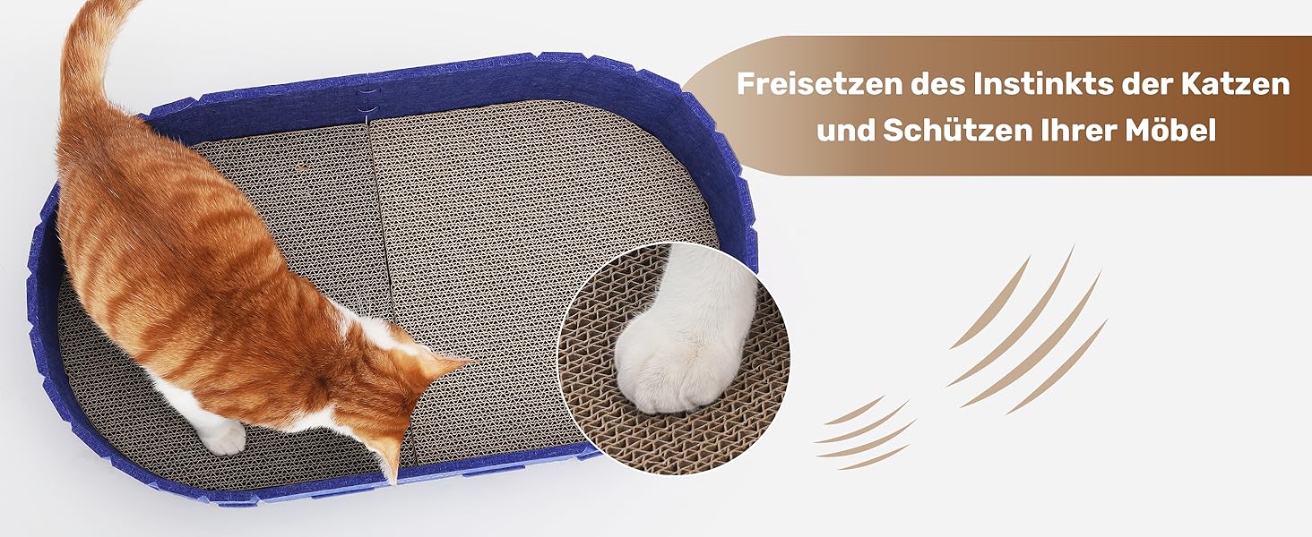 Котячий когтетоп FUKUMARU: диван з картону та фільцу, 61 см, блакитний