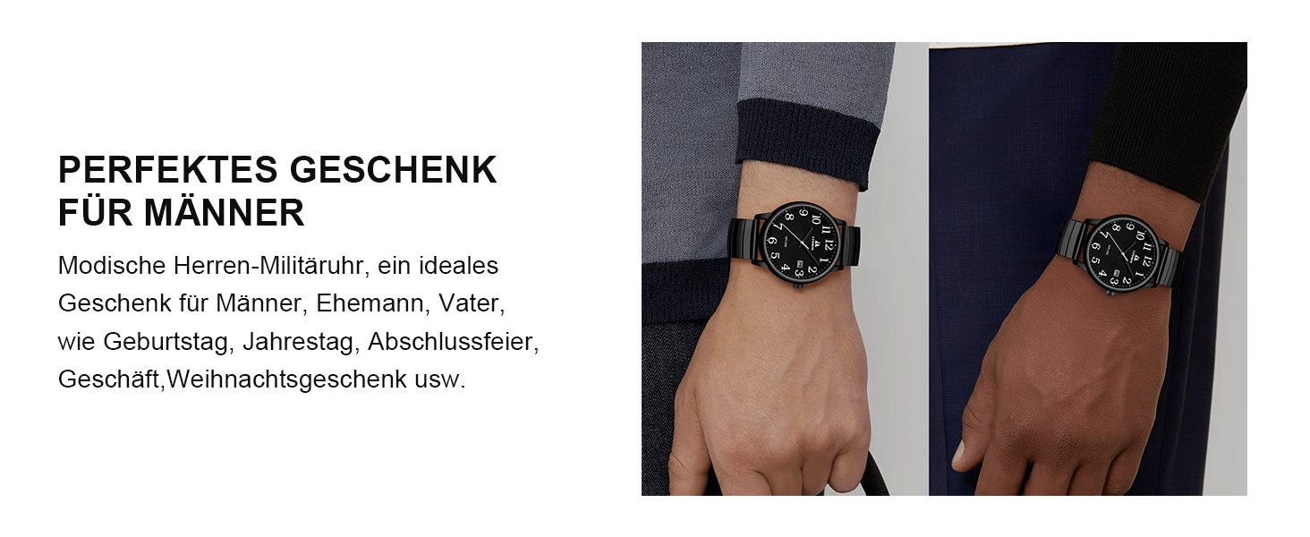 Чоловічий годинник: аналоговий кварцовий годинник з датою, водонепроникний, 38 мм, чорний. Стильний годинник для бізнесу та повсякденного носіння