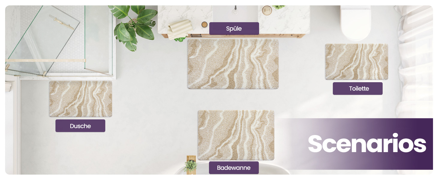 Килимок для ванної кімнати DEXI 44 x 76 см, антиковзаючий, миючий, мікрофібра, вбираючий, бежевий