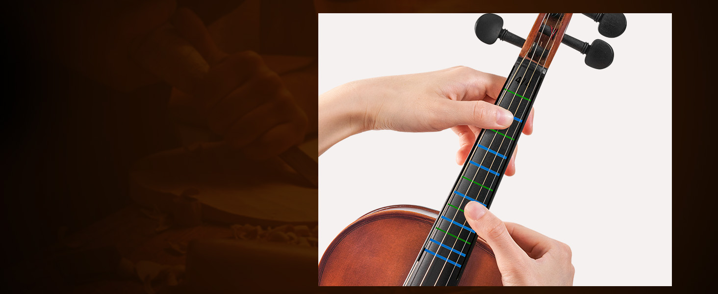 Скрипка Vangoa 4/4 з масиву дерева, набір для початківців, акустична, з кейсом, підставкою, смолою, струнами, інструкцією, демпфером, наклейками для нот, для дорослих, дітей та підлітків