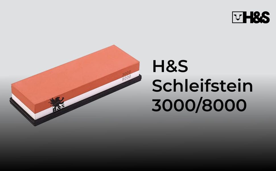 Набір точильного каміння H&S з неслизьким гумовим тримачем: двосторонній точильний камінь та брусок, зернистість 3000/8000, точилка для ножів, набір точильних каменів, мастильний камінь 10000, сталевий брусок