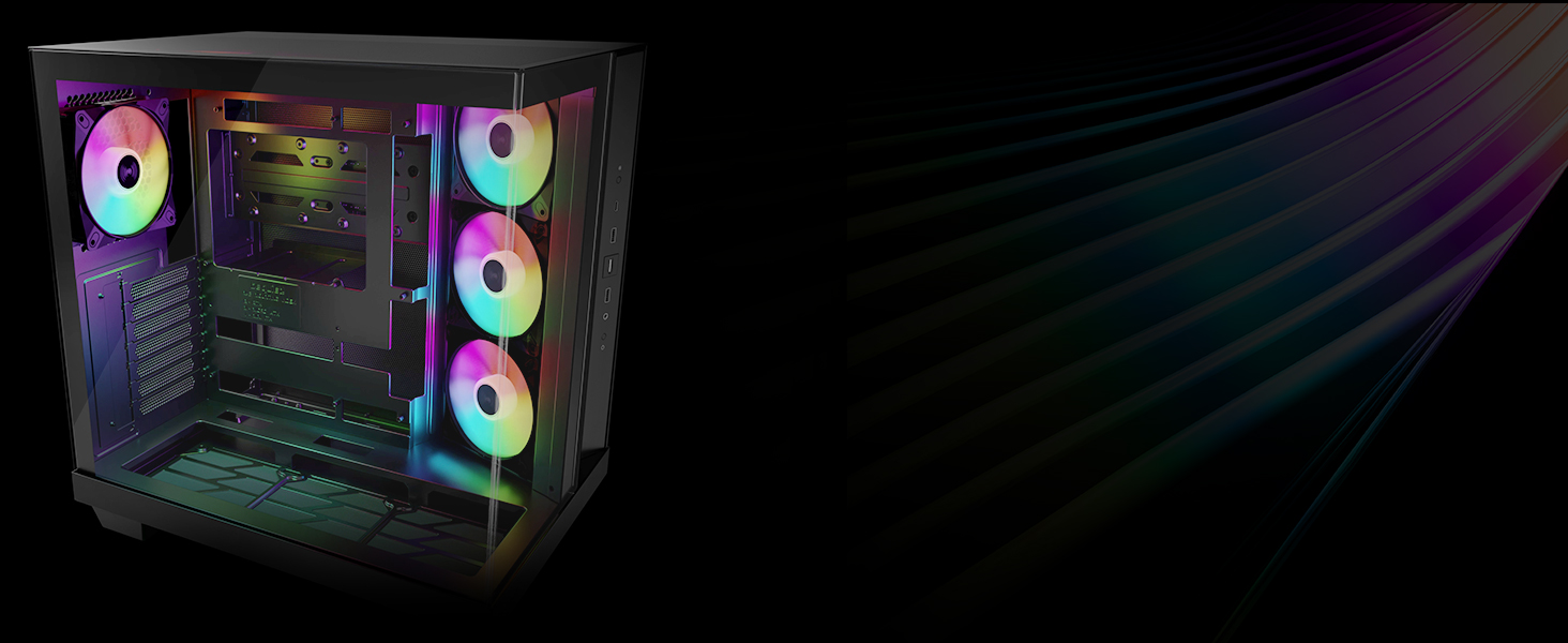 be quiet! Light Base 500 LX: Чорний корпус ПК з повністю прозорою передньою та бічною панелями, Show Case, Dual Chamber Design, 4 вентилятори Pure Wings 3 PWM, без RGB, задній порт-дизайн