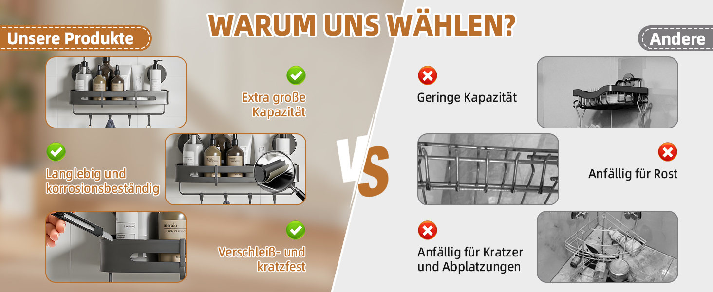 Поличка для душу на присоску без свердління, органайзер для ванної кімнати з алюмінію, сірого кольору, 20 кг, для ванної та кухні