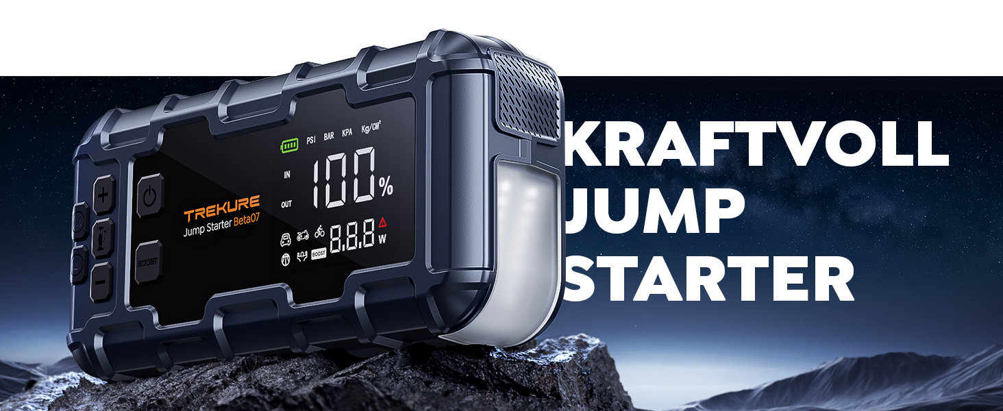 Powerbank TREKURE зі стартером для авто 160PSI, 6500A, PD 45W, LED 600 Lumen, подвійний старт (бензин/дизель до 12.0L)